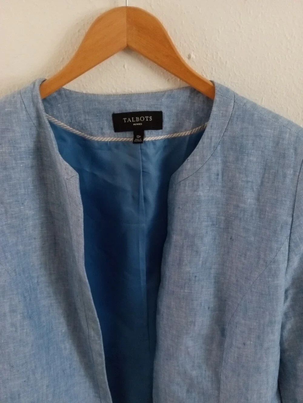 TALBOTS 100% Linen Open Blazer Jacket | 12P - Picture 6 of 9